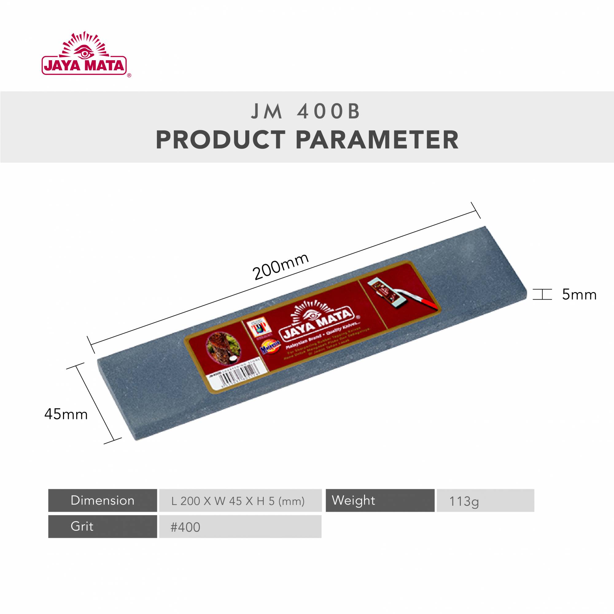 JM400B Rubber Tapping Knife Sharpening Stone Black Grit 400