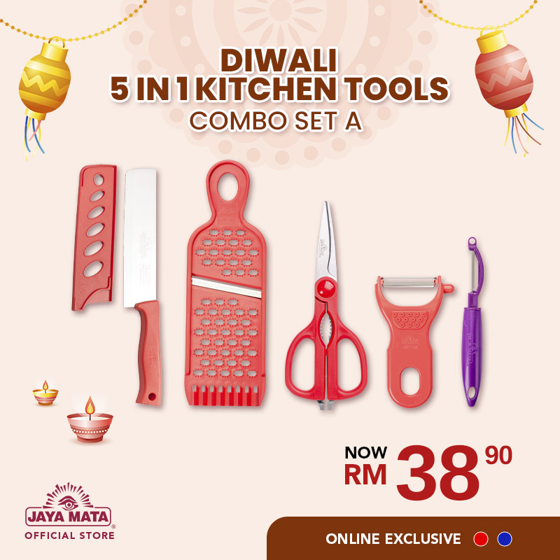 Jaya Mata Diwali 5in1 Kitchen Tools Combo Set A (Red/Blue) Perfect