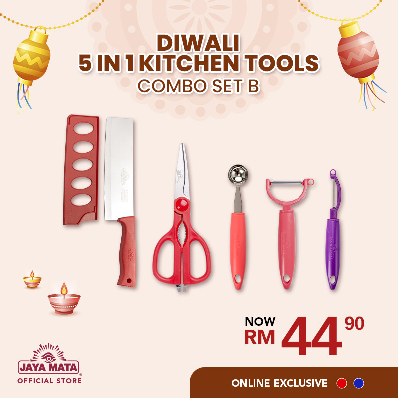 Jaya Mata Diwali 5In1 Kitchen Tools Combo Set B (Red/Blue)